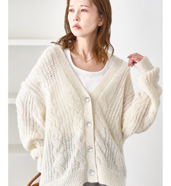 Rope&rsquo;Picnic「ゆるケーブル編みVネックニットカーディガン」|カーディガン|