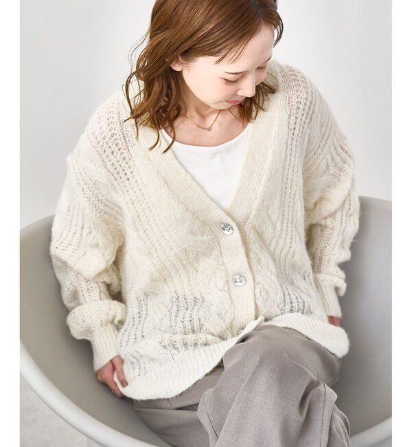 Rope&rsquo;Picnic「ゆるケーブル編みVネックニットカーディガン」|カーディガン|