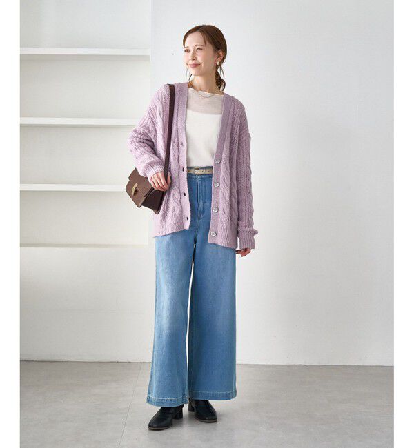Rope&rsquo;Picnic「ゆるケーブル編みVネックニットカーディガン」|カーディガン|
