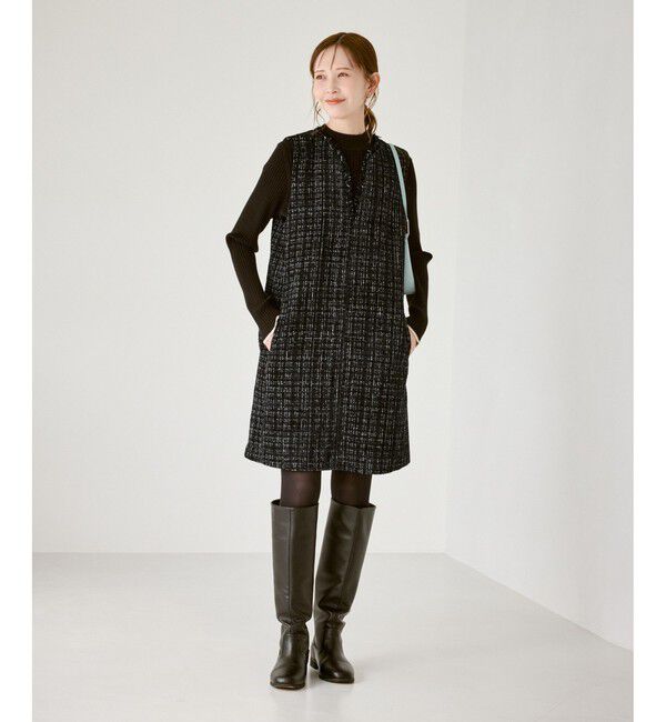 Rope&rsquo;Picnic「キーネックツイードジャンパースカート ワンピース/着丈が選べる」|ワンピース|
