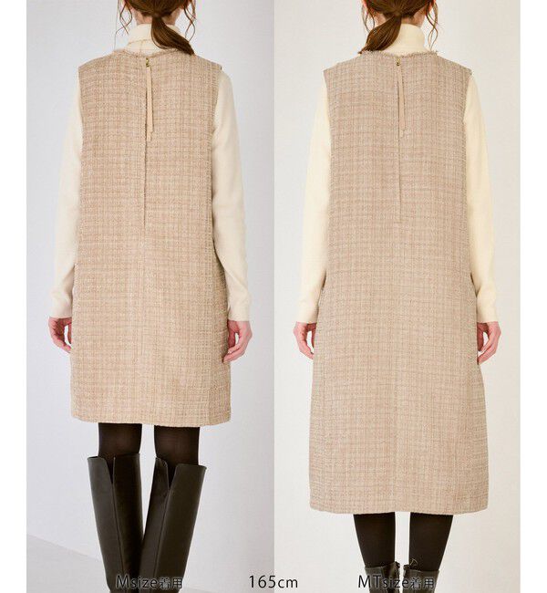 Rope&rsquo;Picnic「キーネックツイードジャンパースカート ワンピース/着丈が選べる」|ワンピース|