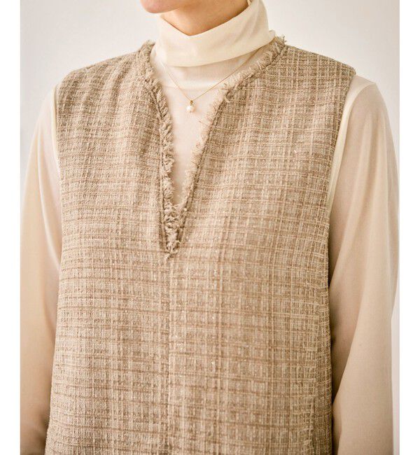 Rope&rsquo;Picnic「キーネックツイードジャンパースカート ワンピース/着丈が選べる」|ワンピース|