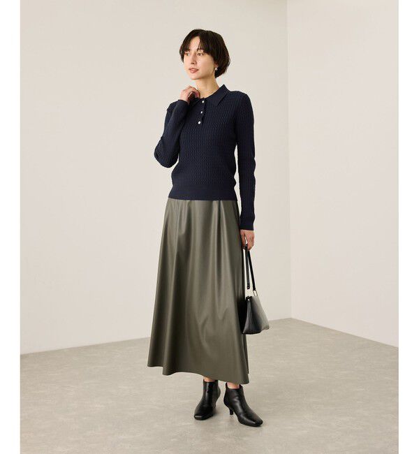 Rope&rsquo;Picnic「ポロカラーミニケーブルニット/イージーケア」|ニット・セーター|