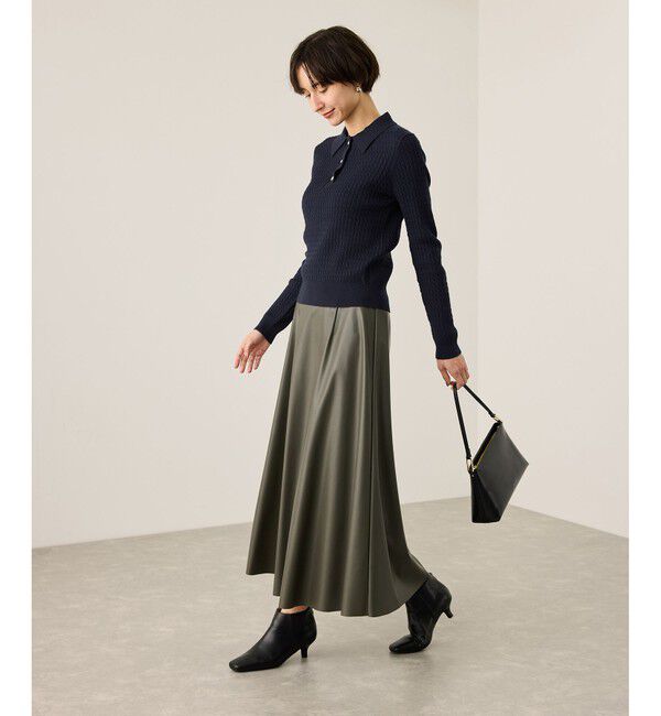 Rope&rsquo;Picnic「ポロカラーミニケーブルニット/イージーケア」|ニット・セーター|