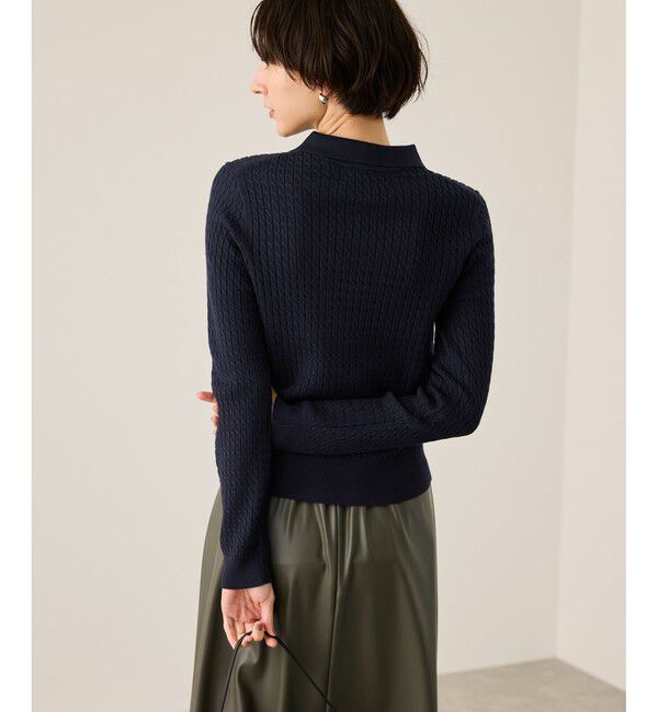 Rope&rsquo;Picnic「ポロカラーミニケーブルニット/イージーケア」|ニット・セーター|