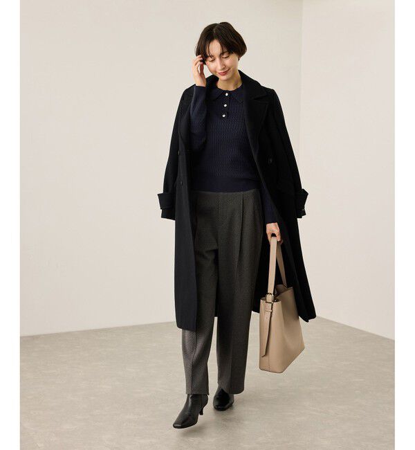 Rope&rsquo;Picnic「ポロカラーミニケーブルニット/イージーケア」|ニット・セーター|