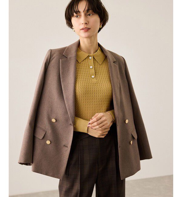 Rope&rsquo;Picnic「ポロカラーミニケーブルニット/イージーケア」|ニット・セーター|