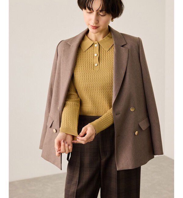 Rope&rsquo;Picnic「ポロカラーミニケーブルニット/イージーケア」|ニット・セーター|