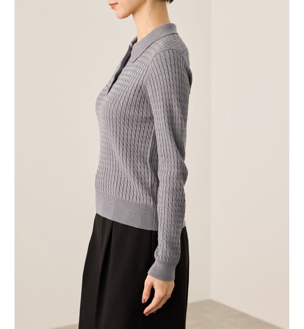 Rope&rsquo;Picnic「ポロカラーミニケーブルニット/イージーケア」|ニット・セーター|