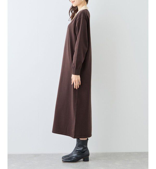 Rope&rsquo;Picnic「配色スキッパーニットワンピース」|ワンピース|