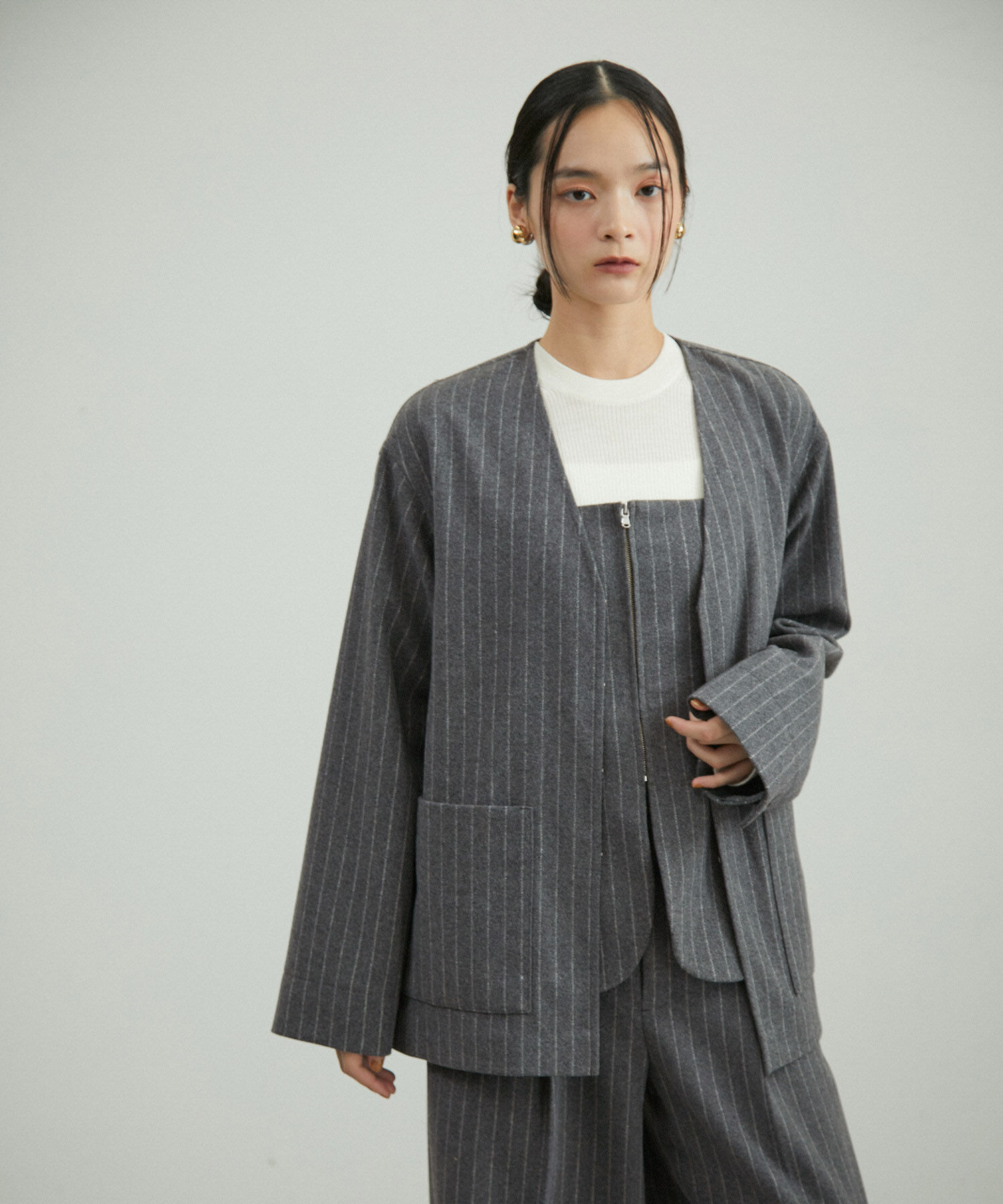 ADAM ET ROPE'「【サステナブル】ウールmixシャツカーディガン」|カーディガン|