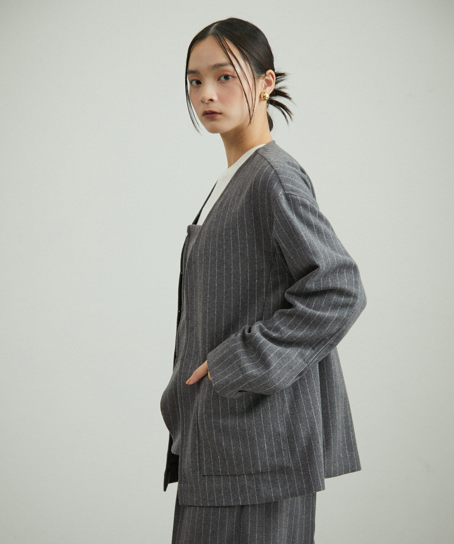 ADAM ET ROPE'「【サステナブル】ウールmixシャツカーディガン」|カーディガン|