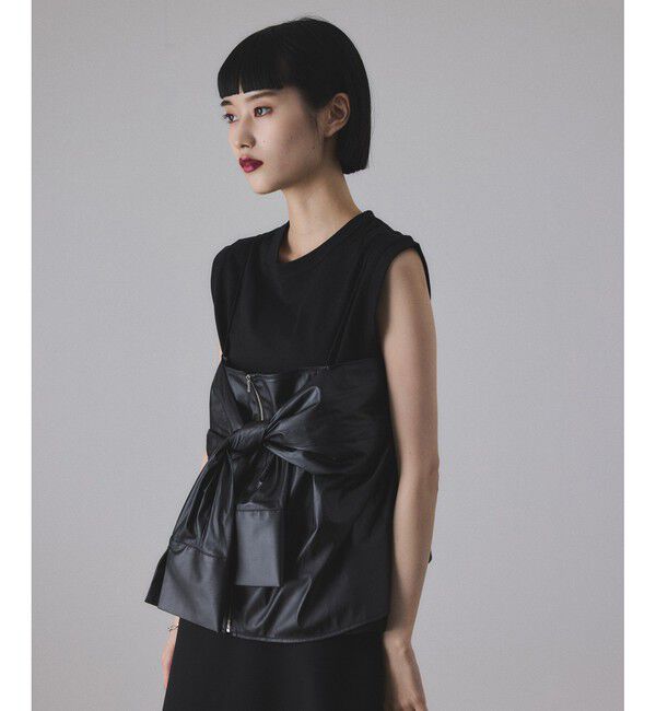 ADAM ET ROPE'「【サステナブル】ノットディテールノースリトップス」|Tシャツ・カットソー|ブラック(01)