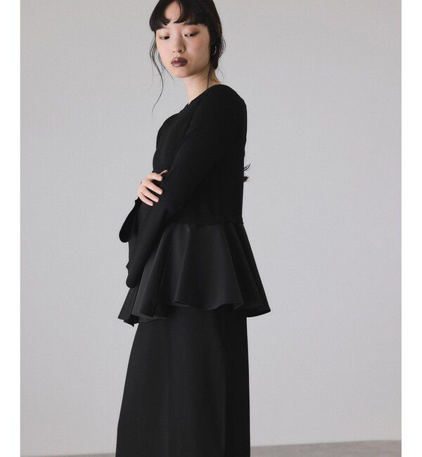 ADAM ET ROPE'「【サステナブル】ペプラムコンビニットワンピース/オケージョン対応」|ワンピース|