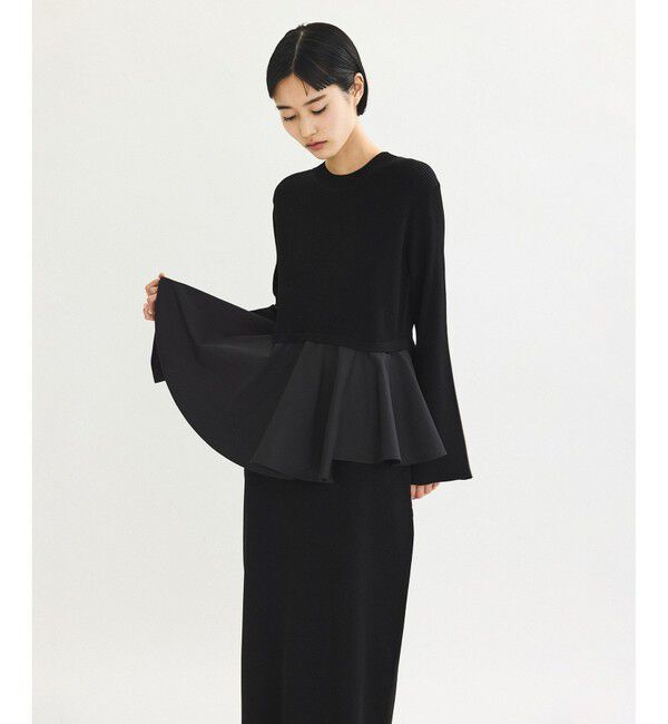 ADAM ET ROPE'「【サステナブル】ペプラムコンビニットワンピース/オケージョン対応」|ワンピース|