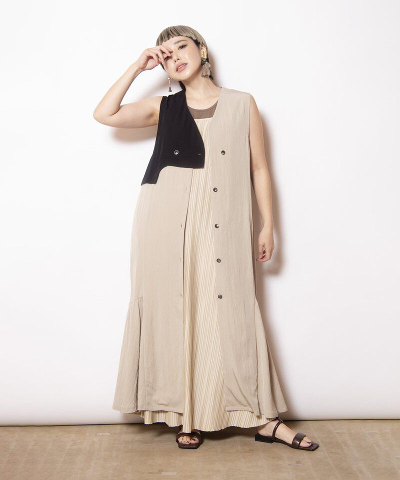  「アシンメトリーロングジレ」|ベスト・ジレ|