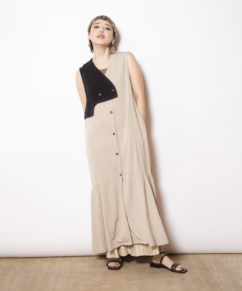  「アシンメトリーロングジレ」|ベスト・ジレ|