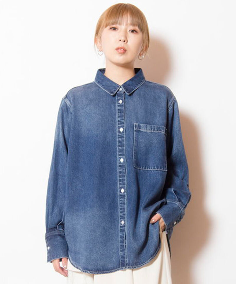  「セルロースデニムバックタックシャツ」|シャツ・ブラウス|BLUE