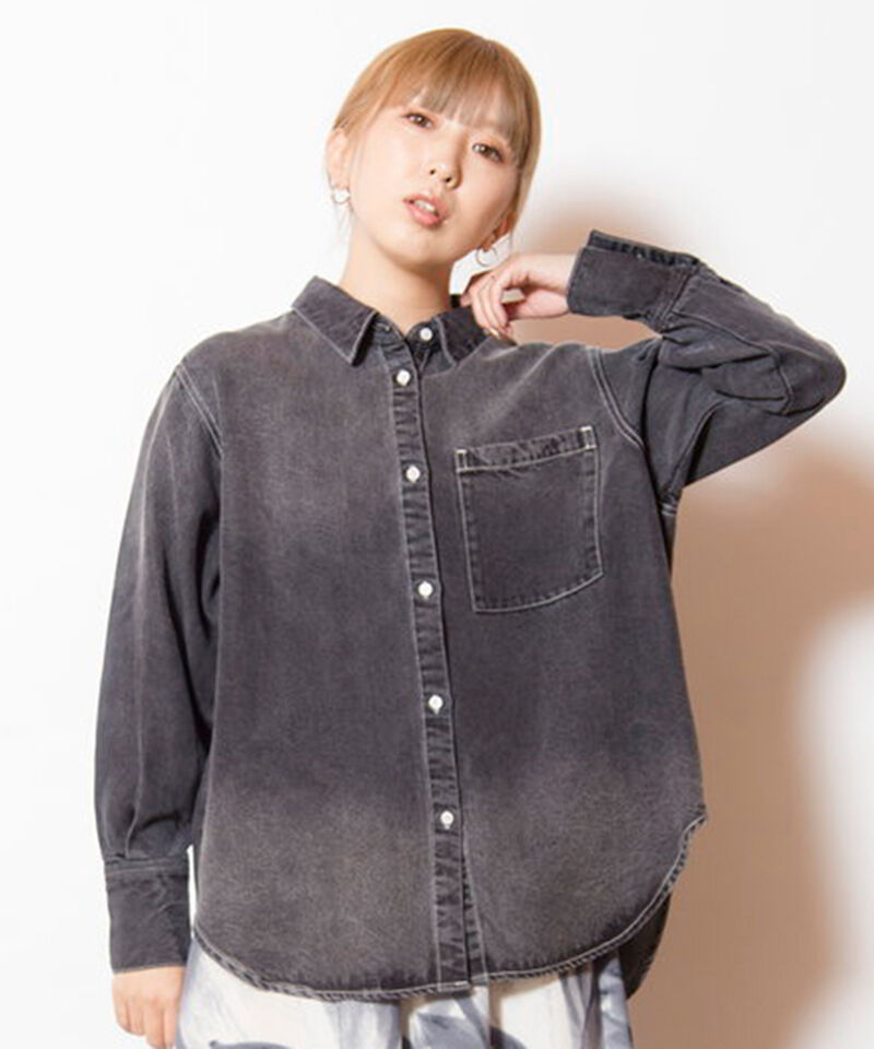  「セルロースデニムバックタックシャツ」|シャツ・ブラウス|BLACK