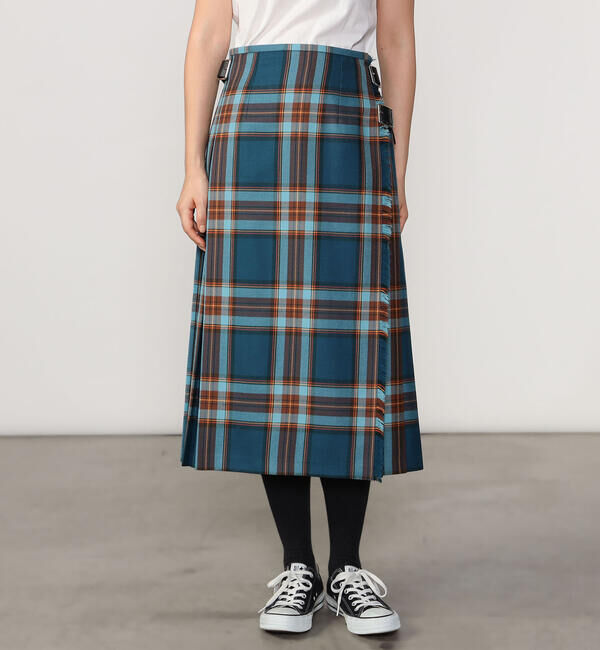 ONEIL OF DUBLIN「O'NEIL OF DUBLIN | ウーステッドウール ミドルキルトスカート WOMEN」|スカート|BLUE系3