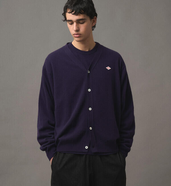 DANTON「DANTON | ラムウール Vネックニットカーディガン MEN」|ニット・セーター|PURPLE系1