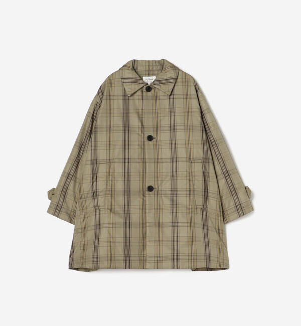 LE GLAZIK「LE GLAZIK | ツイルチェック ショートコート WOMEN」|ダウン|BEIGE系1