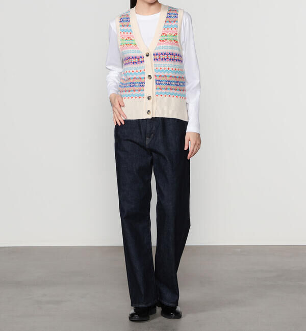  「ERIBE | フェアアイル Vネックニットベスト WOMEN」|ベスト・ジレ|