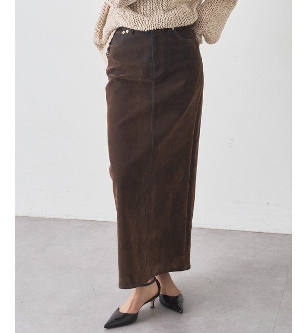  「デニムフロッキースリットスカート」|スカート|