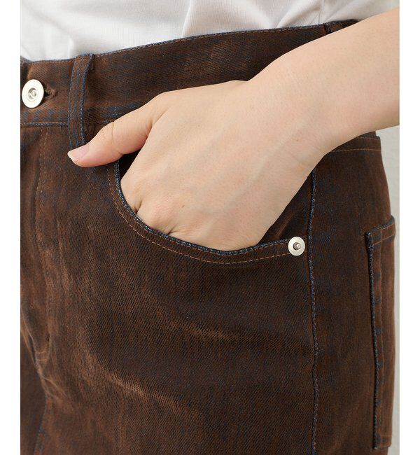  「デニムフロッキースリットスカート」|スカート|