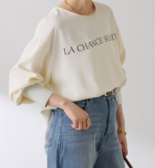  「袖ラメリブ2WAYロゴロンT」|Tシャツ・カットソー|