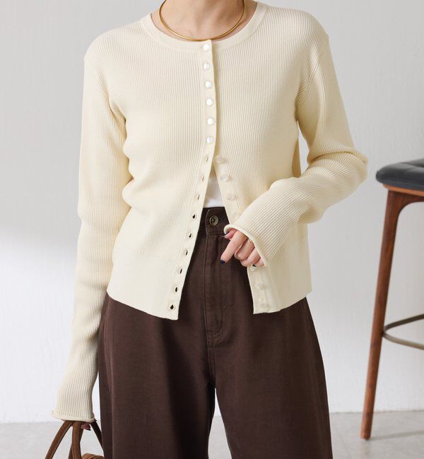  「ラインボタンコンパクトカーディガン」|ニット・セーター|