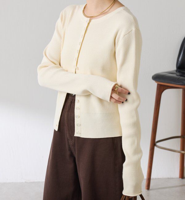  「ラインボタンコンパクトカーディガン」|ニット・セーター|