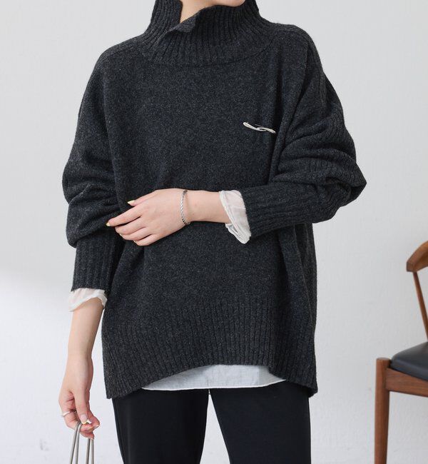  「ウール混スリットタートルニット」|ニット・セーター|