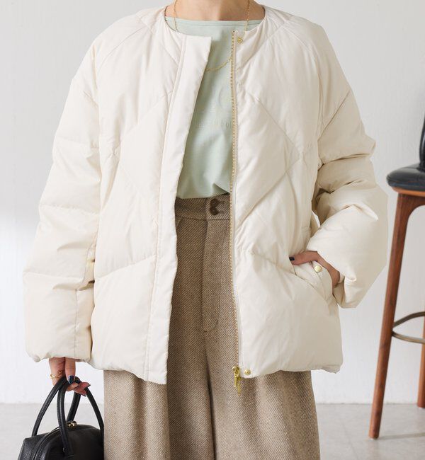 「【マット見え/軽量コート】ライトエンボスノーカラーダウン」|その他|