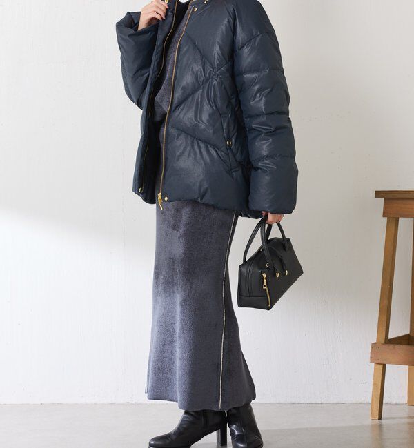  「【マット見え/軽量コート】ライトエンボスノーカラーダウン」|その他|