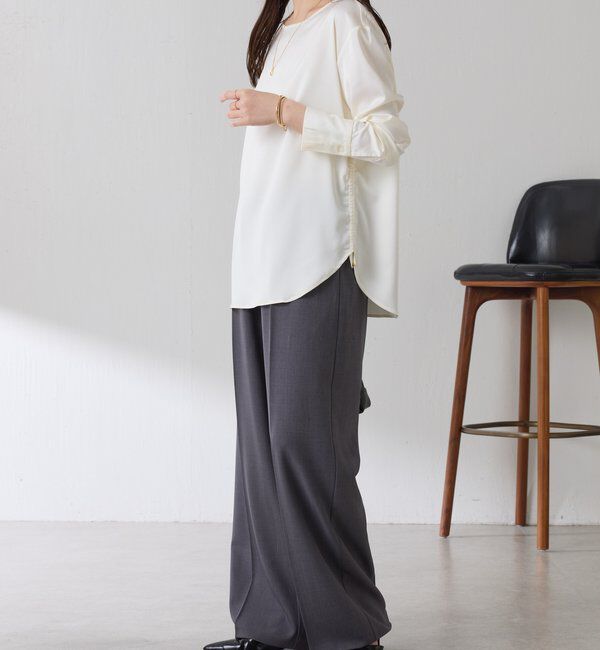  「サテンサイドドロストTブラウス」|シャツ・ブラウス|