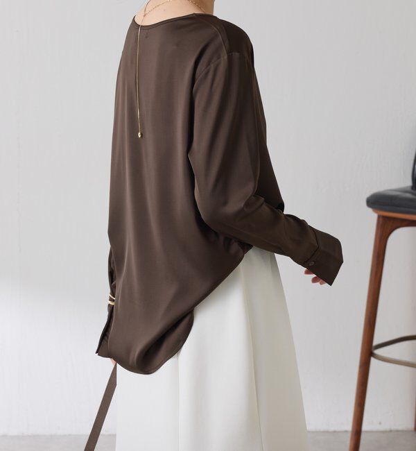  「サテンサイドドロストTブラウス」|シャツ・ブラウス|