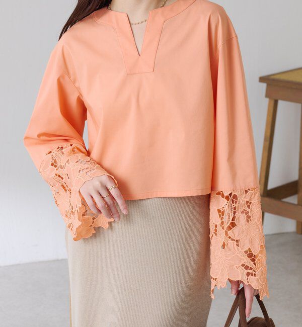 「刺繍レースブラウス」|シャツ・ブラウス|オレンジ