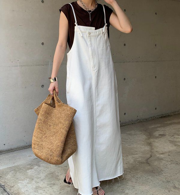  「裾フリンジデニムジャンスカ」|ワンピース|