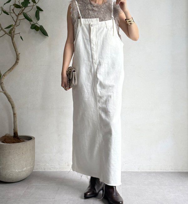  「裾フリンジデニムジャンスカ」|ワンピース|