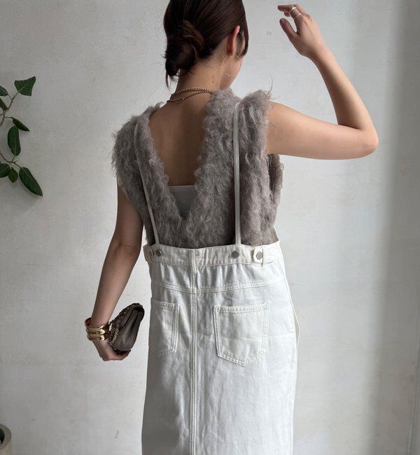  「裾フリンジデニムジャンスカ」|ワンピース|