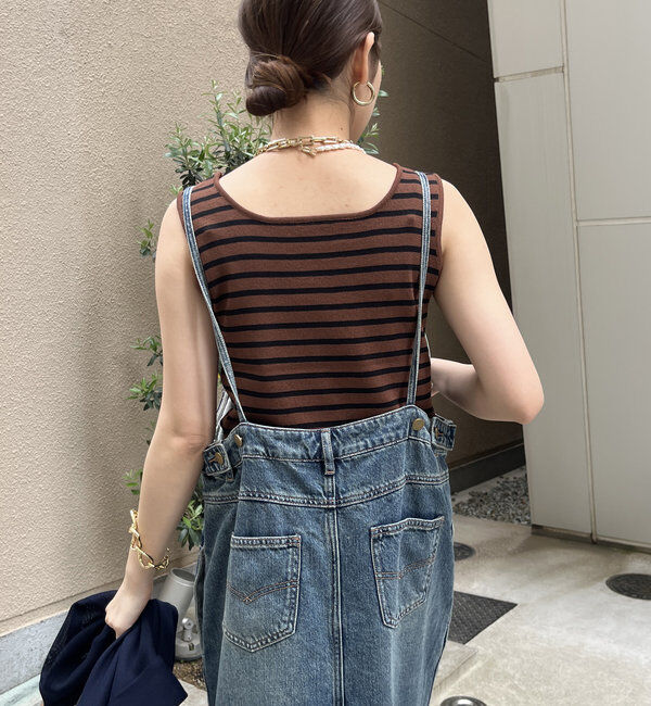  「裾フリンジデニムジャンスカ」|ワンピース|