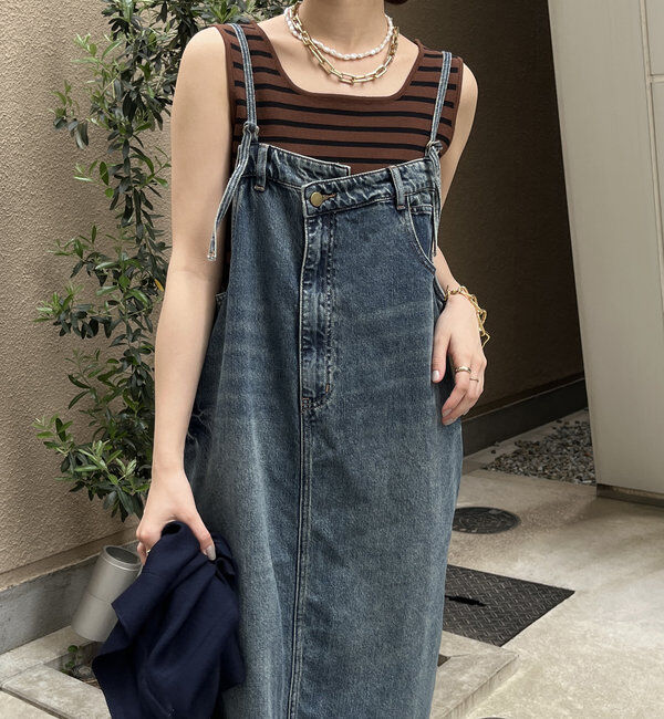  「裾フリンジデニムジャンスカ」|ワンピース|