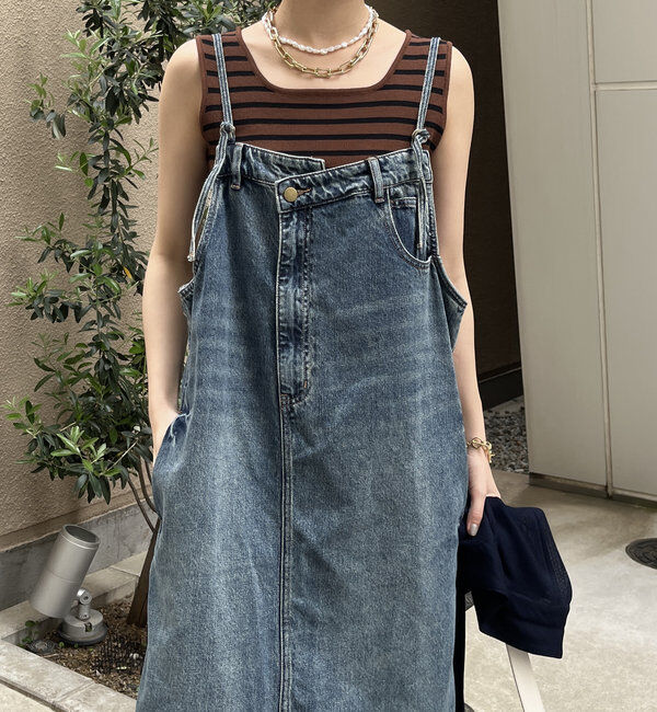  「裾フリンジデニムジャンスカ」|ワンピース|