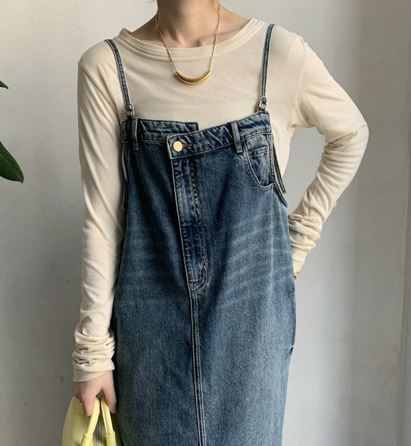  「裾フリンジデニムジャンスカ」|ワンピース|