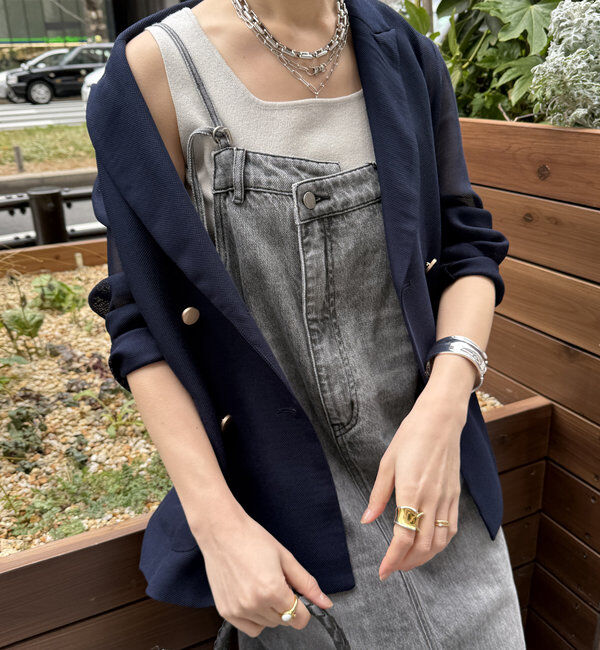  「裾フリンジデニムジャンスカ」|ワンピース|