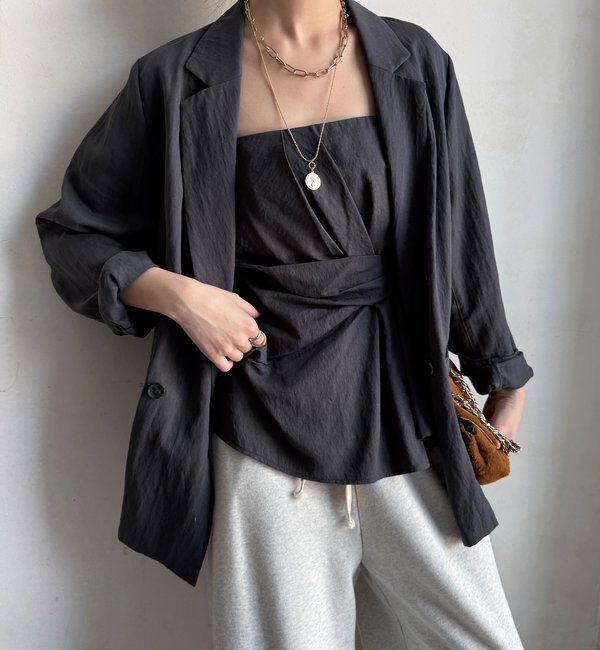  「アシメタックビスチェ」|シャツ・ブラウス|チャコールグレー