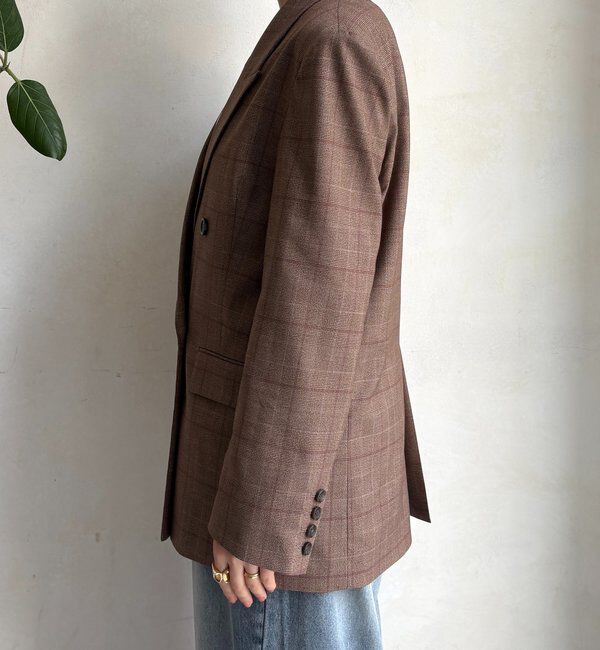  「肩パッドチェックダブルジャケット」|テーラードジャケット|