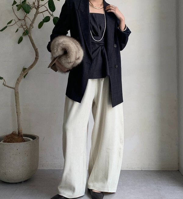  「肩パッドチェックダブルジャケット」|テーラードジャケット|