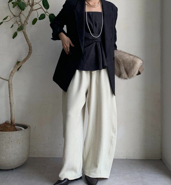  「肩パッドチェックダブルジャケット」|テーラードジャケット|